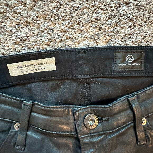 ADRIANO GOLDSCHMIED Faux Leather Ankle Jeans Size 28R Grunge Edgy Luxe Modern - Picture 8 of 9